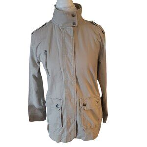 Rubbish Snap Neck Shoulders Military Versatile Khaki Car Coat Pockets Cotton Med